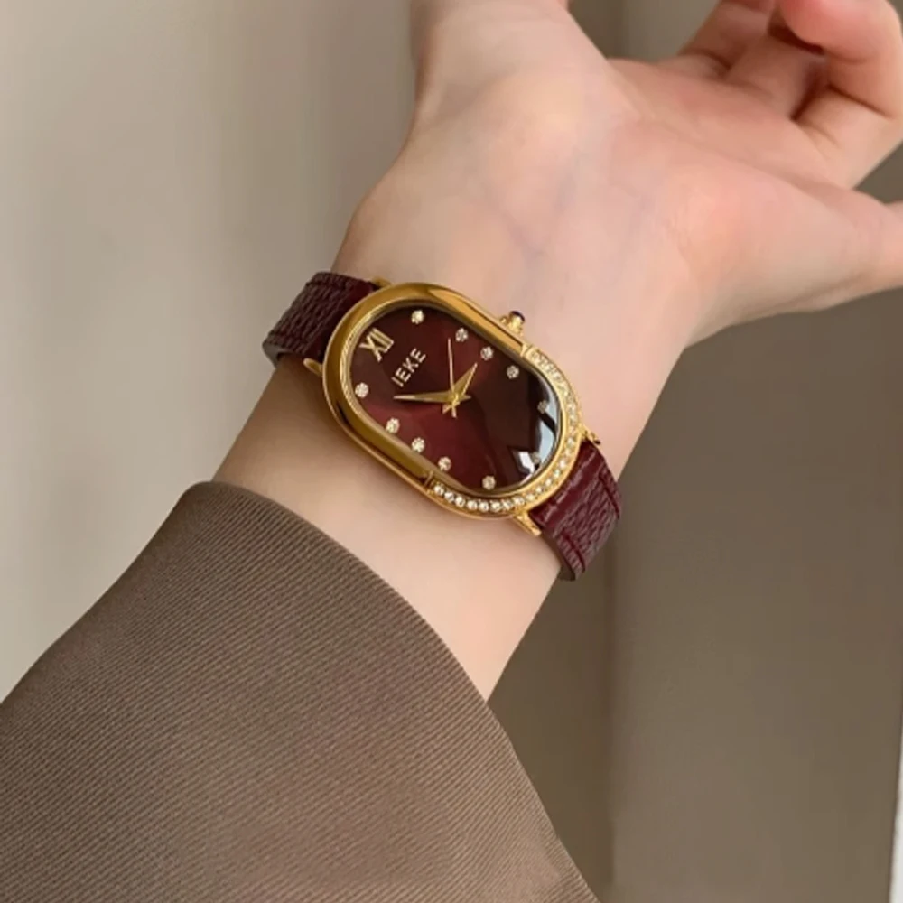 Fashion temperament minimalist luxury retro irregular dial 100 strap with quartz women's watch