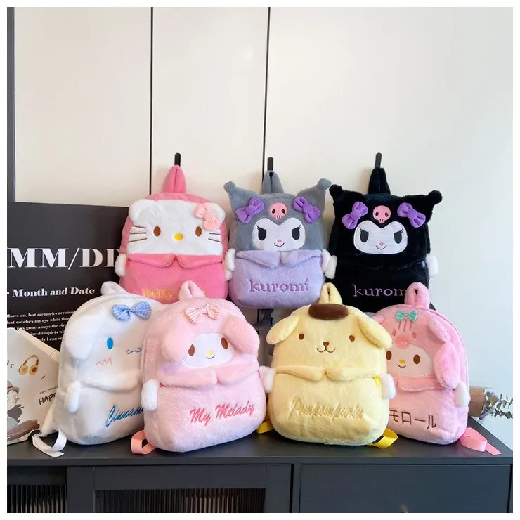 

Kawaii Hello Kitty My Melody Cinnamoroll Pochacco Backpack Cute Anime Kuromi Pompom Purin Student Schoolbag Gifts Sac A Dos Girl