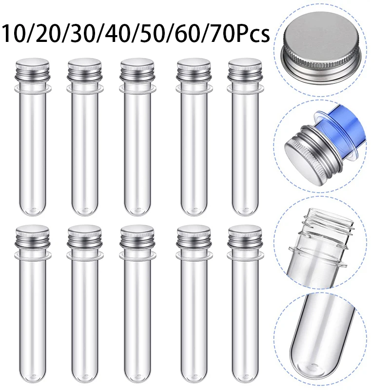 10-70Pcs 40ml Clear Transparent Mask Bath Salt Test Plastic Tube Refillable Bottles With Aluminum Cap Empty Pet Cosmetic Tube