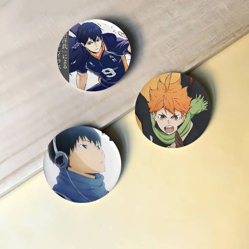 Anime H-Haiksyeuous Badges Peripheral Lapel Pins Tinplate Round Brooch For Shoulder Bag Accessories Souvenir Gifts