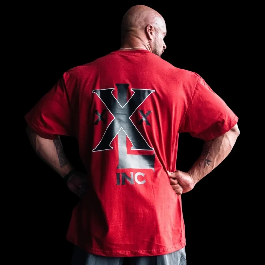 Image of Rotes XXXL INC Herren-Laufshirt mit Grafikdruck, lockerer Schnitt, Oversize-Shirts, atmungsaktive T-Shirts, Sportbekleidung für Fitnesstraining