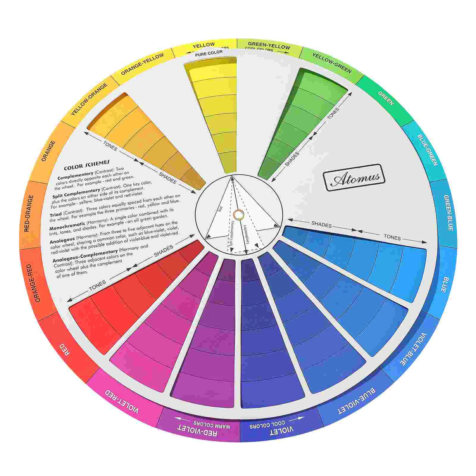 Gradient Color Wheel Tool Grey Paint Standard Card Learning Chart Mixing Guide for Drawing Class Teaching Pigment