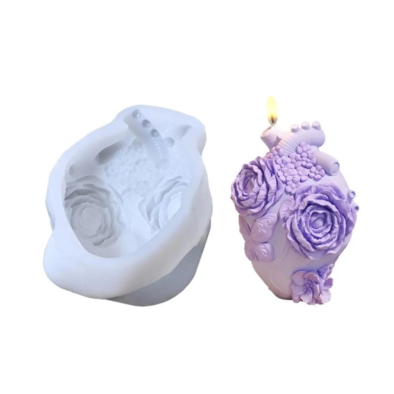 

M4YF многоразовый гибкий силиконовый 3D -цветочный сердечный сердечный сердце легкие ремесленные формы для мыла ручной работы и