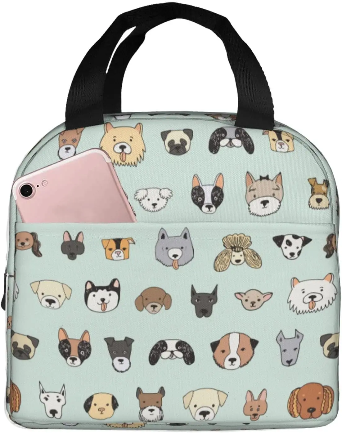 

Funny Dogs Face Lunch Bag Compact Tote Bag Cute Animals Reusable Lunch Box Container For Women Men School Office Work, 6l