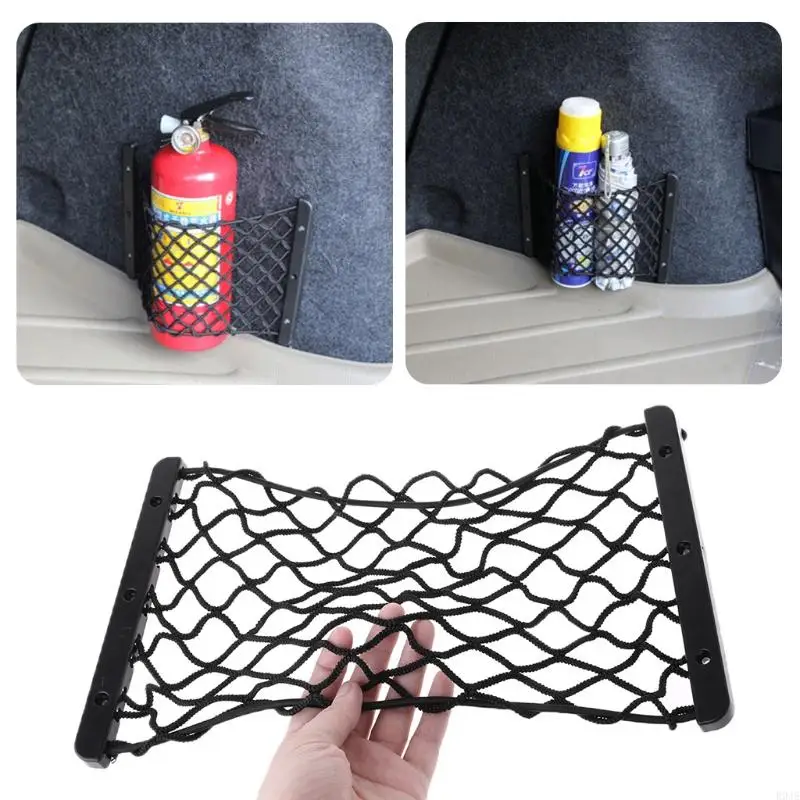 

R9JE Vehicle Nylon Rear Back Cargo Trunk Storage Luggage Net Holder 38x18cm