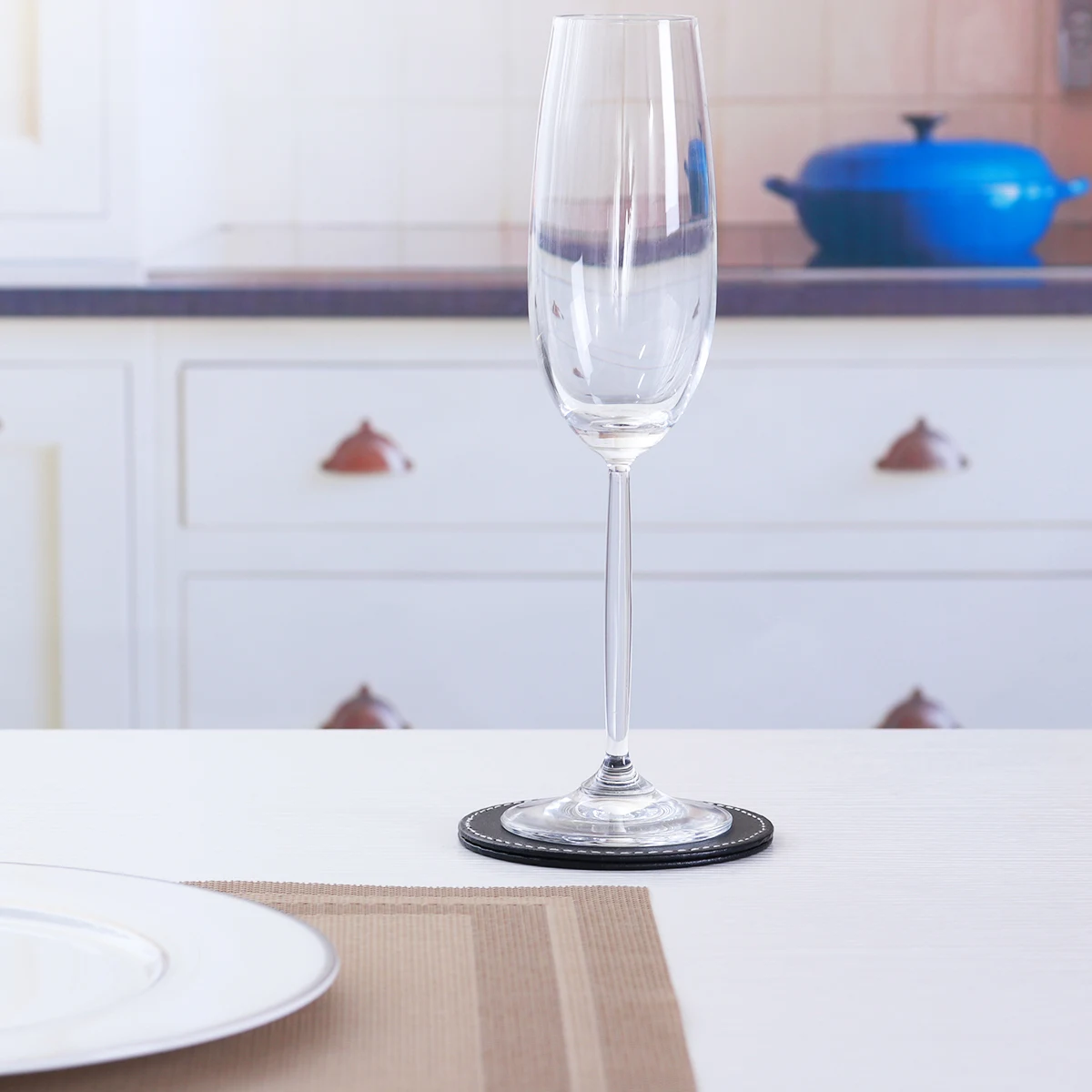

6pcs Coaster Set Pu Cup Mats Non Slip Water Resistant Modern Table Mat Stylish Design Protect Furniture Perfect Gift