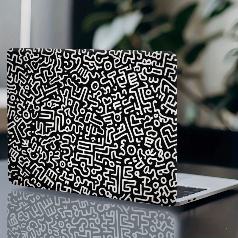 Pack of 3,1Spare,Fearless Black and White Labyrinth Pattern Laptop Sticker-Scratch Resistant Computer Case,Self Adhesive Durable