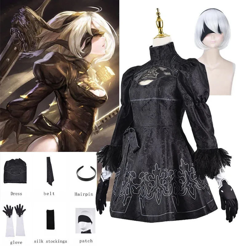 2025 Новый косплей Nier Automata 2b YoRHa No. 2 Типа B Костюм Женские Сексуальные Платья Униформа Парик Костюм Хэллоуин 2b Cospla ★ ☆ ★