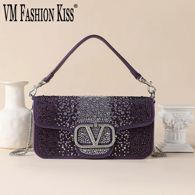 

Premium Soft Leather Big 27cm Shoulder Bag For Women Diamond Chain Crossbody Handbag Ladies Designer Tote Elegant Purse