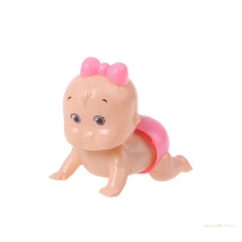 Y4UD 1pc Boy Girl Crawling Crawl Clockwork for Doll Wind up Toy For Baby Kids Party