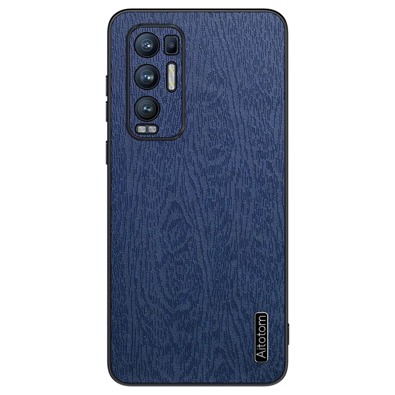 Phone Case For OPPO Find X3 Neo X3 Lite Luxury PU Leather Cover For OPPO Reno 5 6 Pro Plus 5G Wood Pattern Silicone Case Coque