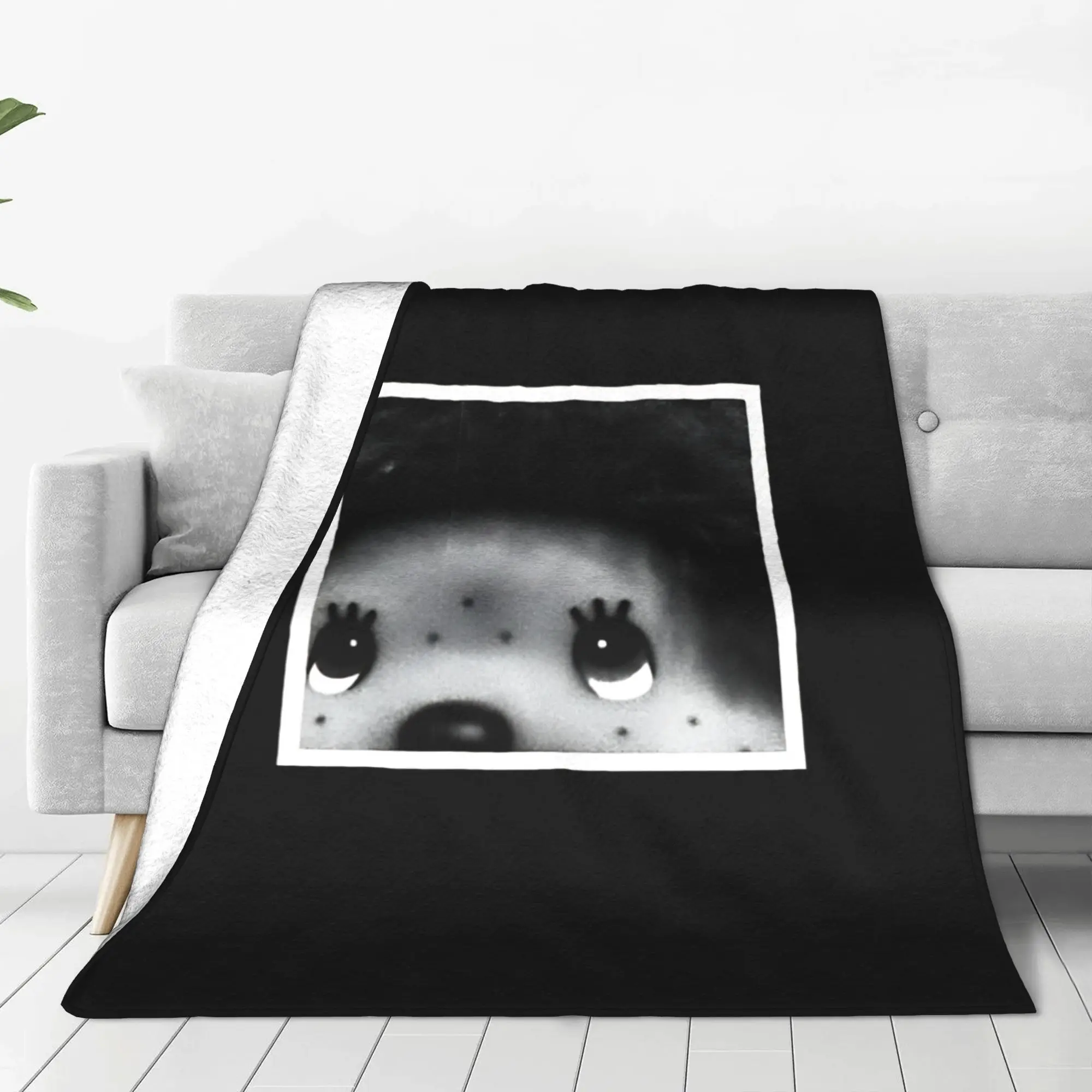 1PC Home Cutecore Black and White Cute Monkey M-Monchhichi Blanket Super Cosy Plush Home Living Room Sofa Halloween