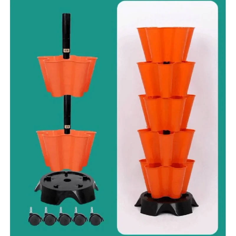 Plastic Stackable Vertical Flower Plant Pot, 5 Petals, 31*18.5cm, Hot Sale