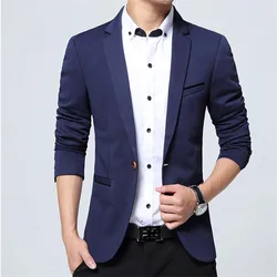 New Arrival Luxury Men Blazer New Spring Fashion Brand High Quality Cotton Slim Fit Dress Suit Jacket Coat