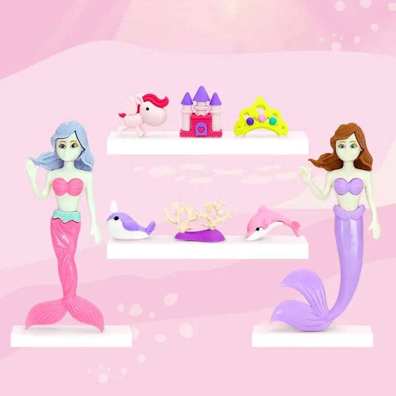 1 Pcs Mermaid-Shaped Eraser Is Clean and Does Not Remove Scraps Good-looking Student Studying Stationery Supplies