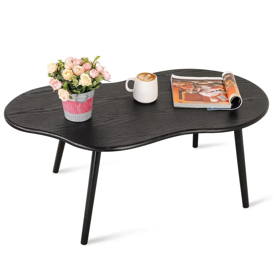 

Coffee Table Black Cloud Coffee Table for Small Spaces Modern Center Table Unique Irregular Coffee Table with Wood Legs Living R
