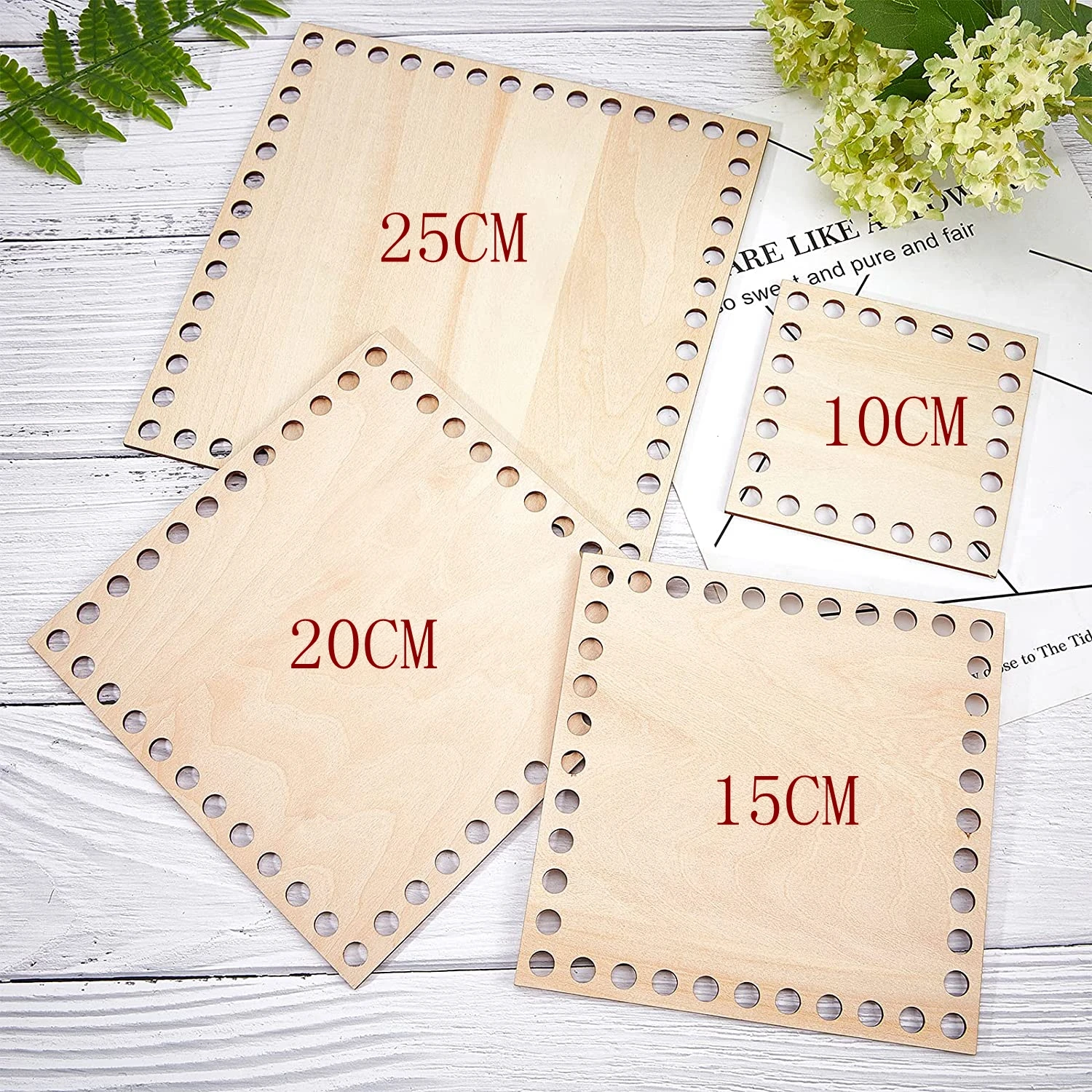 4 Sizes  Wooden Basket Bottom Square Wood Base Bag Bottom Shaper for Knitting Crochet Basket Bag Yarn Weaving Crafts Making