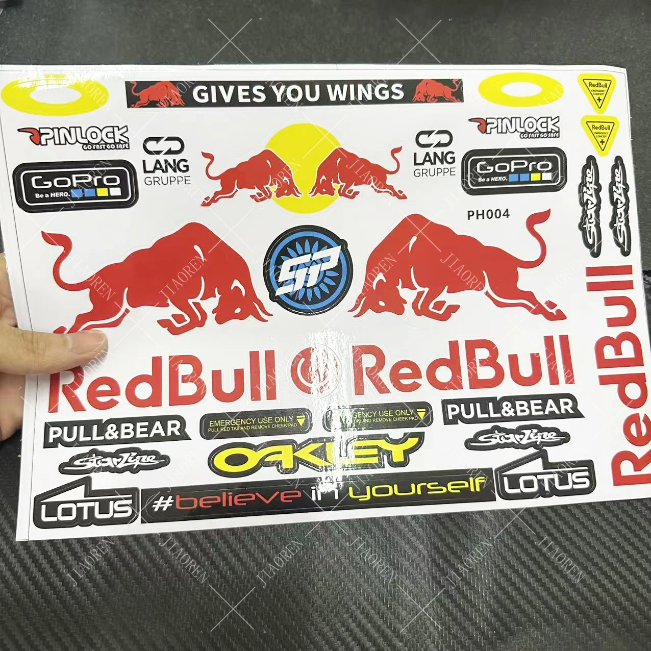 

Reflective Red Bull Helmet Stickers Tank Decals Kit