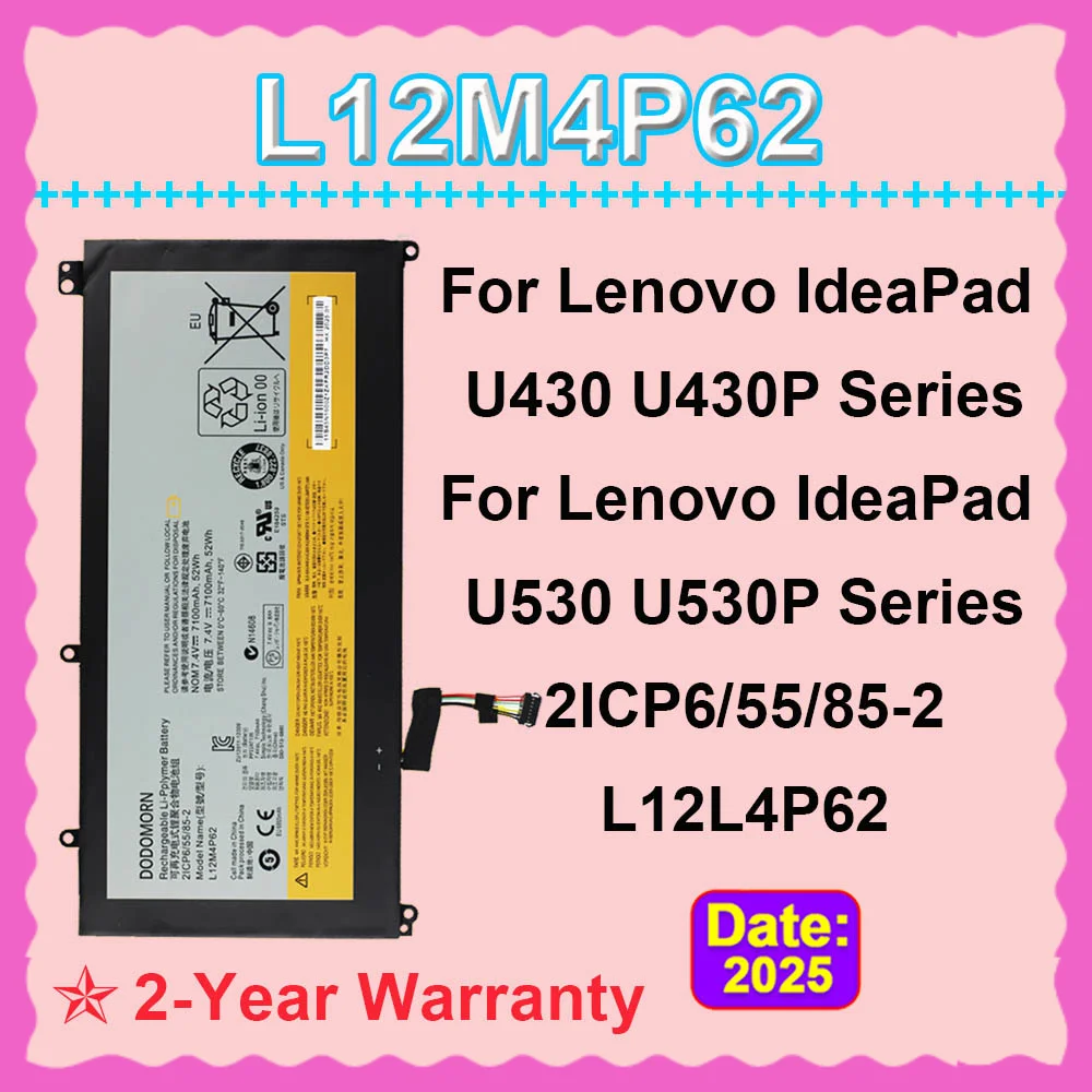 

DODOMORN аккумулятор для ноутбука L12M4P62 для Lenovo IdeaPad U430 U530 U430P U530P серии L12L4P62 2ICP6/55/85-2 7,4 В 52 Втч 7100 мАч