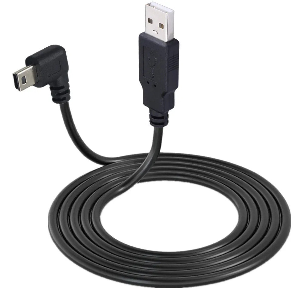 Mini USB typu B 5-pinowy męski w górę w dół lewy prawy kąt 90 stopni do USB 2.0 męski kabel do transmisji danych 0,25 m 0,5 m 1,5 m 3 m