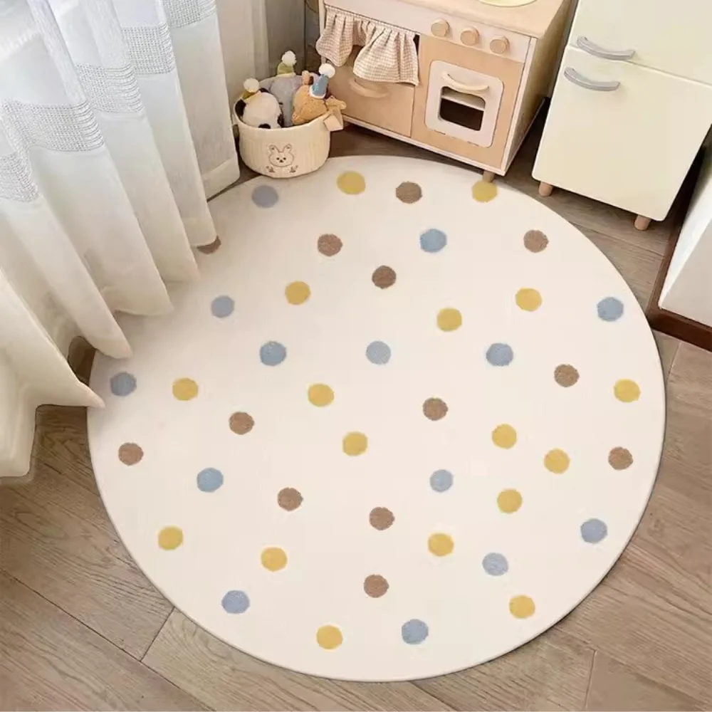 

Cute Dot Fluffy Carpet For Living Room，Colourful Hairy Nursery Play Mats For Children，Plush Bedroom Kids Rugs，Soft Foot Mats