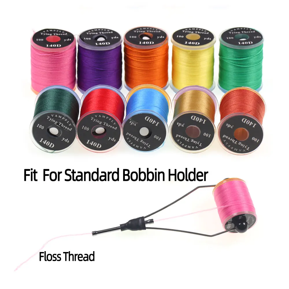 Assorted Thread/Tool Kit 140D Floss Fly Tying Thread for #6~#14 Dry Wet Nymphs Streamers Bobbin Holder Fly Tying Tool