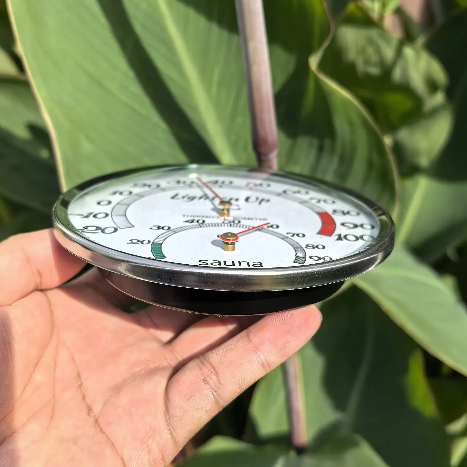 Mechanisches Thermometer-Hygrometer mit Metallgehäuse, keine Batterie erforderlich, Temperatur- und Feuchtigkeitsmesser für Innenräume, Badezimmer, Sauna & Dampfbad – Detail 11