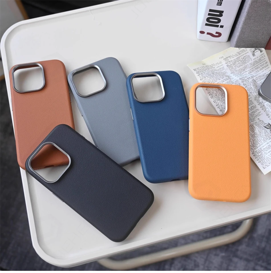 Роскошный деловой простой магнитный тонкий чехол из искусственной кожи для iPhone 16, 15, 14 Pro Max, противоударный чехол с беспроводной зарядкой для Magsafe