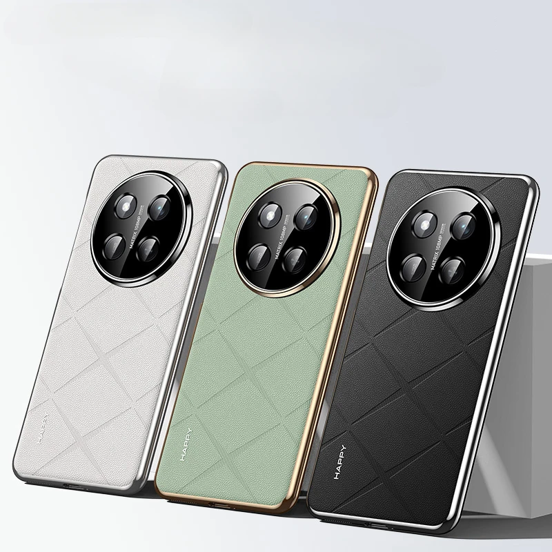 Capa de telefone de couro de luxo para honor x9c chapeamento lente da câmera pttotection capa traseira dura para honra x9c
