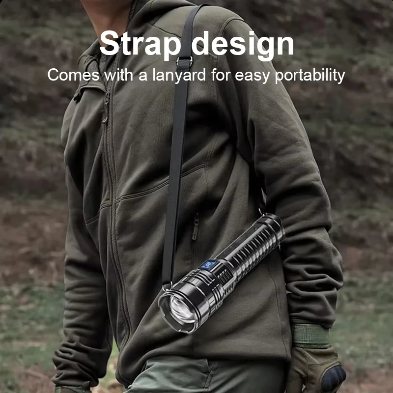 Most Powerful Long Range LED Flashlight USB Rechargeable Super Bright  Tactical Torch Lantern With Luminous Strips Outdoor Lamp image 6