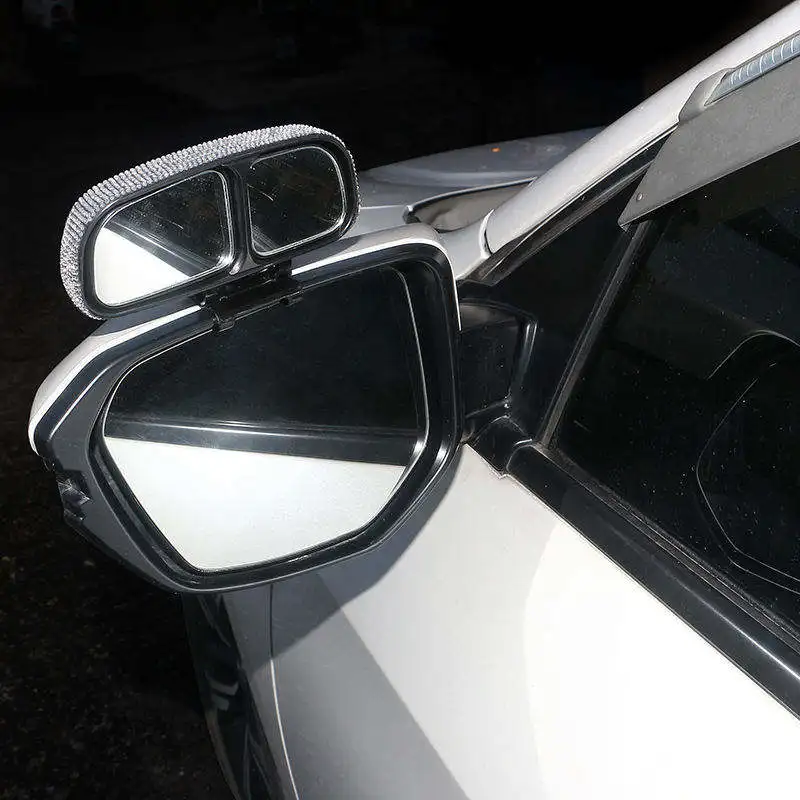 Shiny Diamond Crystal Car Blind Spot Wide Angle Mirror Adjustable Convex Rearview Mirror for Safety Parking Auto Mirror