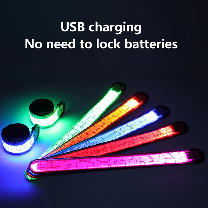 LED ضوء الليل USB شحن شارة يمكن ارتداؤها تشغيل الذراع حزام توهج معصمه لتشغيل المشي ركوب الدراجات أضواء تحذير السلامة