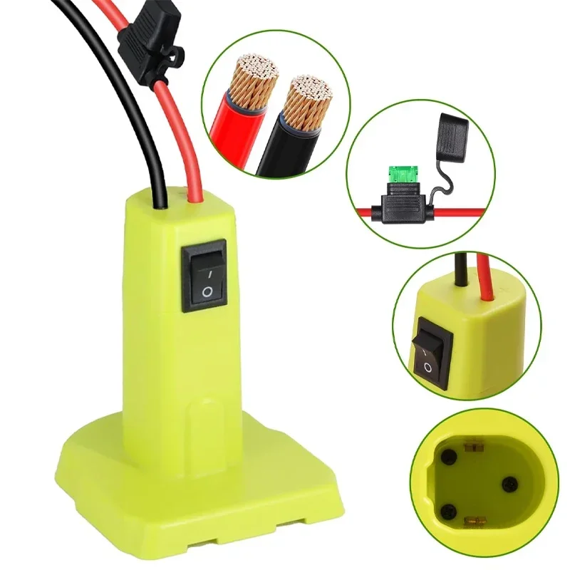 Imagem -04 - Adaptador Power Wheels para Ryobi Conector Faça Você Mesmo Interruptor Embutido Fusível Ferramentas Bateria 18v