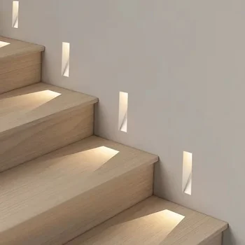 Embedded frameless LED step and stair wall lamps 3W motion sensor indoor bedroom staircase foyer corner smart night light