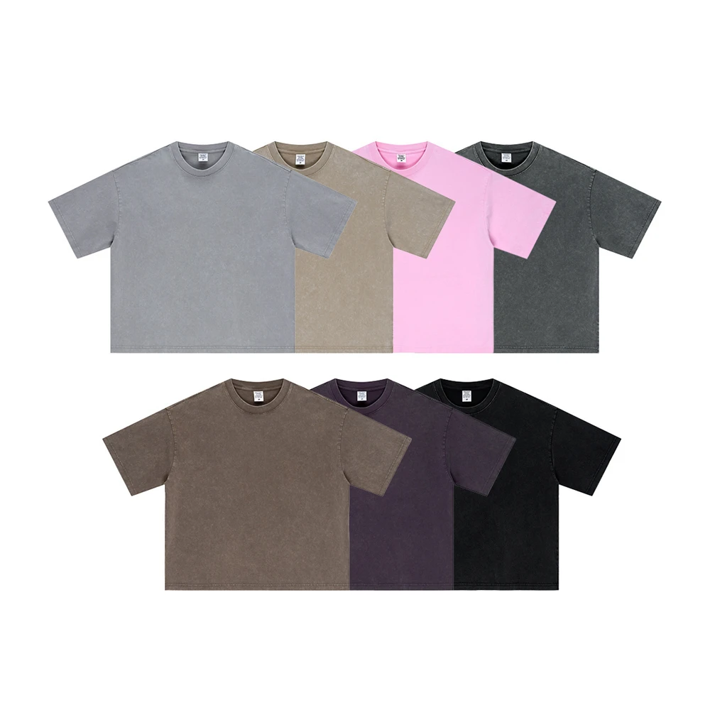 

ZODF Винтаж 2026 Мужские потертые футболки с боксфитом 285 г/м2, летние свободные хлопковые футболки унисекс, брендовые футболки HY1192