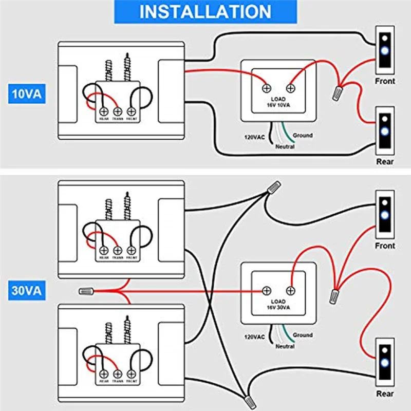 ABKP-transformador de timbre de puerta fácil de instalar para el hogar-16V 30VA Compatible con timbre de vídeo con cable de anillo