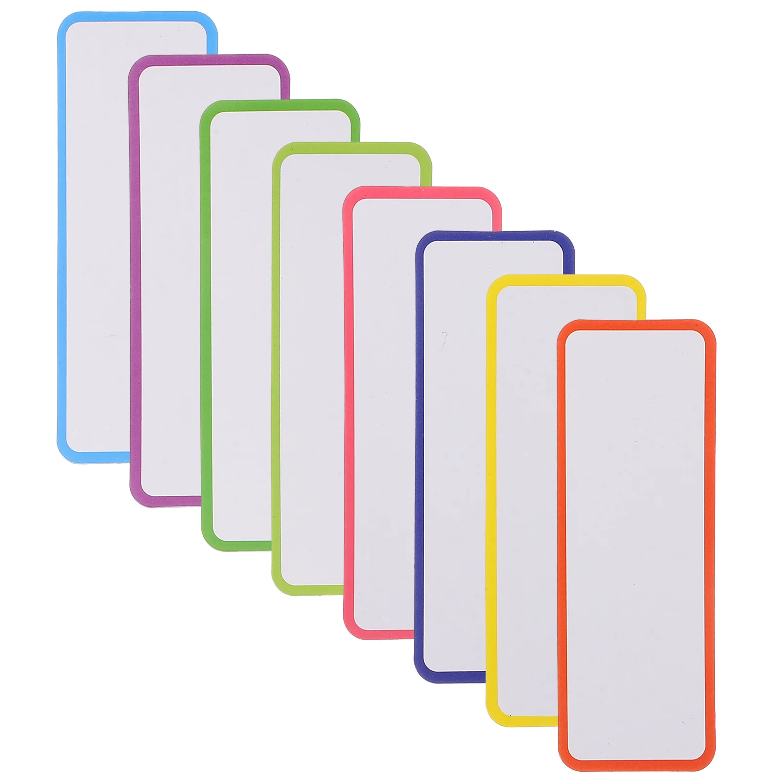 27 Uds. Etiquetas magnéticas para pizarra blanca, imanes para refrigerador, etiquetas de nombre de tarjeta borrables, tiras de colores, marcador de