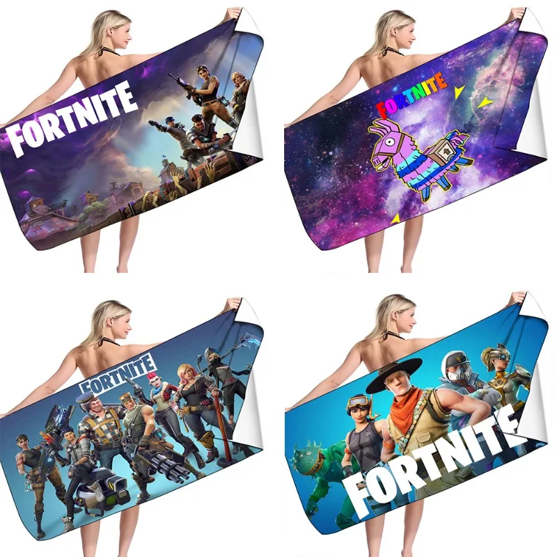 Пляжные полотенца Fortnite, банное полотенце из микрофибры для мальчиков и девочек, мягкий носимый мультяшный купальный пляжный спа-халат, одежда для стирки, быстросохнущая