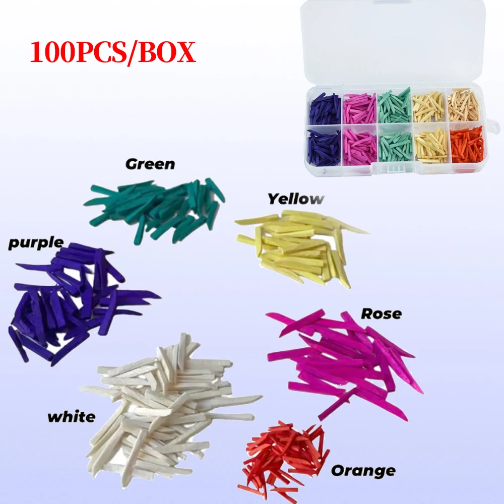 

100Pcs/Box Dental Restoration Interdental Composite Contoured Wood Wooden Wedges Disposable Materials Dental Care Tools