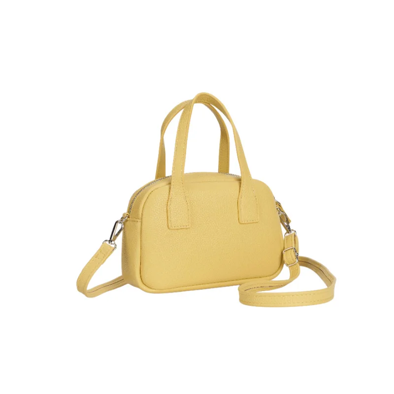 PU leather litchi pattern small single-shoulder crossbody bag for women, hand-held women's bag, mini bowling bag