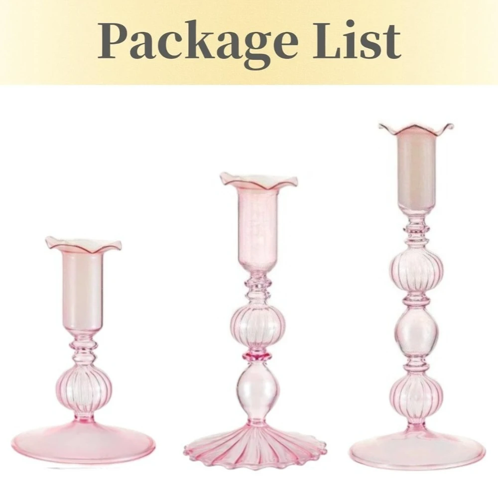 NONE 3 Stück Kerzenhalter aus Glas, konische Kerzenhalter aus Glas, grooviger, gewellter, eleganter Kerzenständer für die Party-Dekoration zu Hause 3