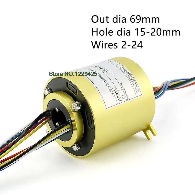 

360 Rotary Conductive Slip Ring Hole Dia 15mm/20mm Outer Dia 69mm Collecting Ring 2 4 6 8 10 12 Wire Rotary Connector Inductor