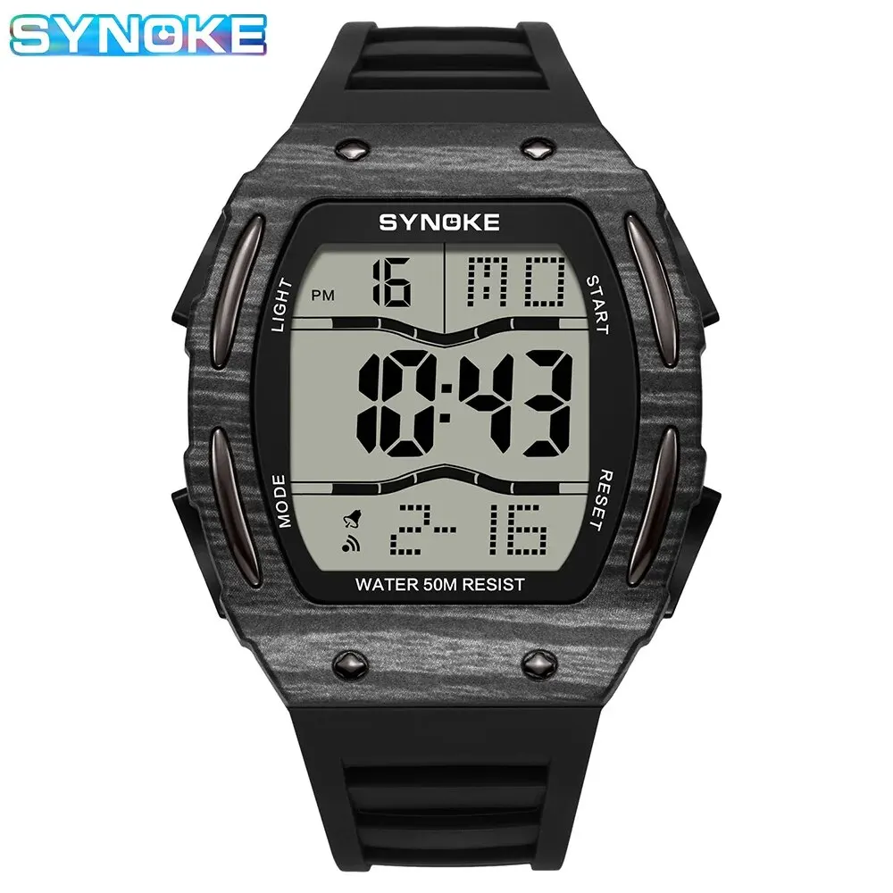 SYNOKE Watch Outdoor Sports Multifunctional Waterproof Shock Resistant Large Screen Display Luminous LED Digital Watch For Men