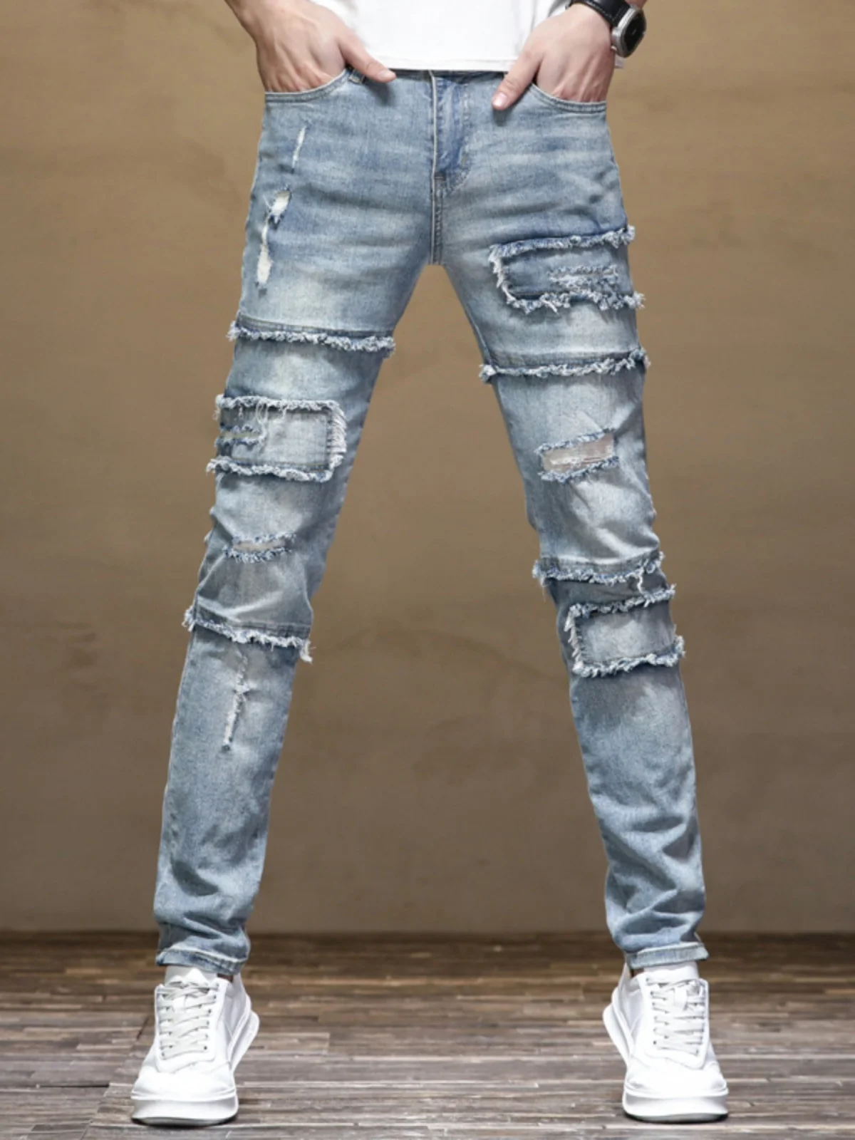 

Мужские мотоциклетные джинсы премиум-класса, весна-осень, облегающие, прямого кроя, модные, брендовые, из хлопкового стрейч-денима, со средней посадкой, на молнии