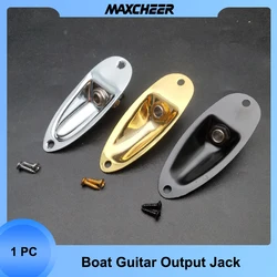 Boat Style 1/4 inch Loaded Guitar Pickup Output Mono Jack Plug Socket Plate for ST Style Electric Guitar Black Gold Chrome