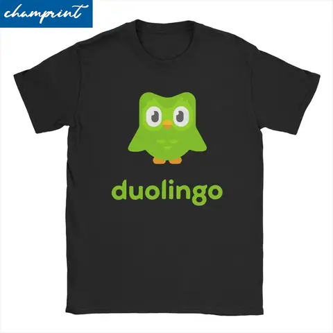 남성 여성 티셔츠 Duolingo 참신 코튼 티셔츠 반팔 만화 올빼미 티셔츠 O 넥 의류 선물 아이디어