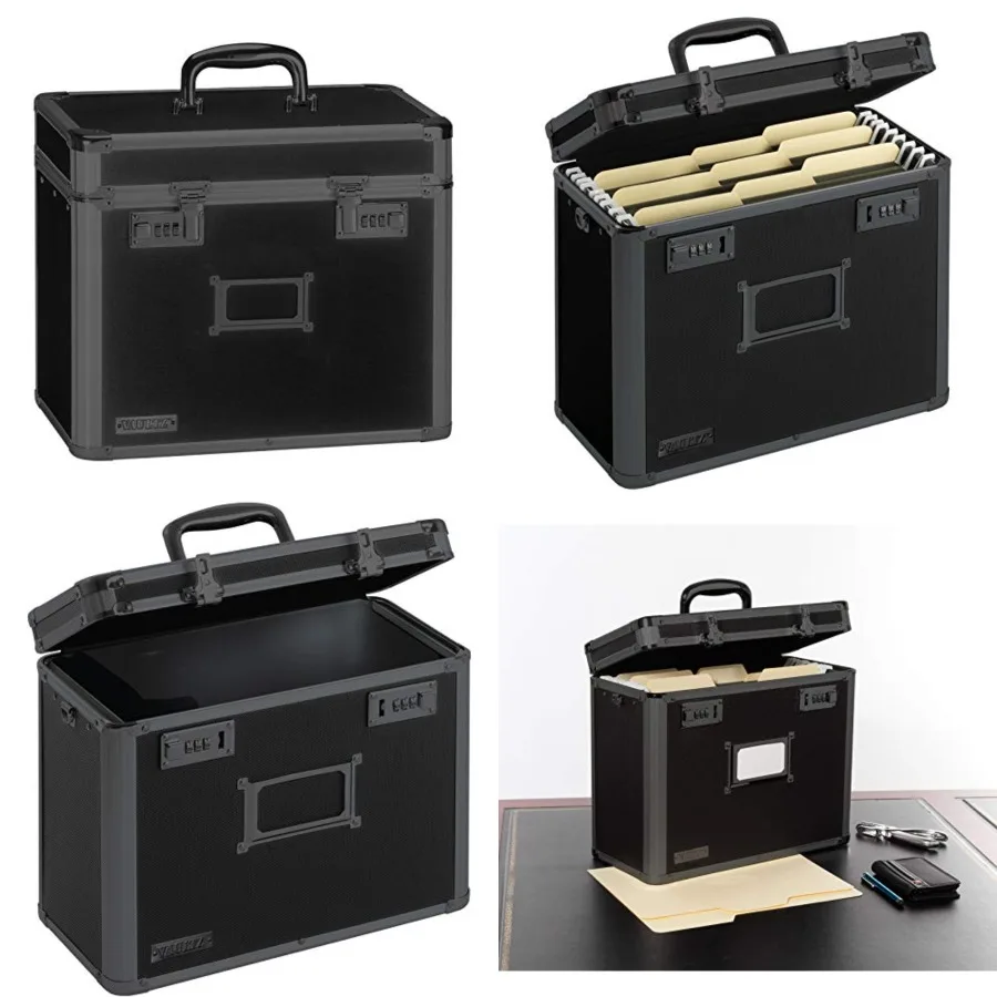 

File Organizer Storage Box - 14 x 7 x 12.19 Inch Size, Portable Locking Storage Totes with Dual Combination Locks for Filing Of