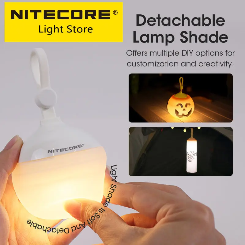 

Wholesale Nitecore Bubble Camping Lantern Read Table Night Light 100LMs Portable LED Detachable Lamp Shade Emergency Tent Lamps