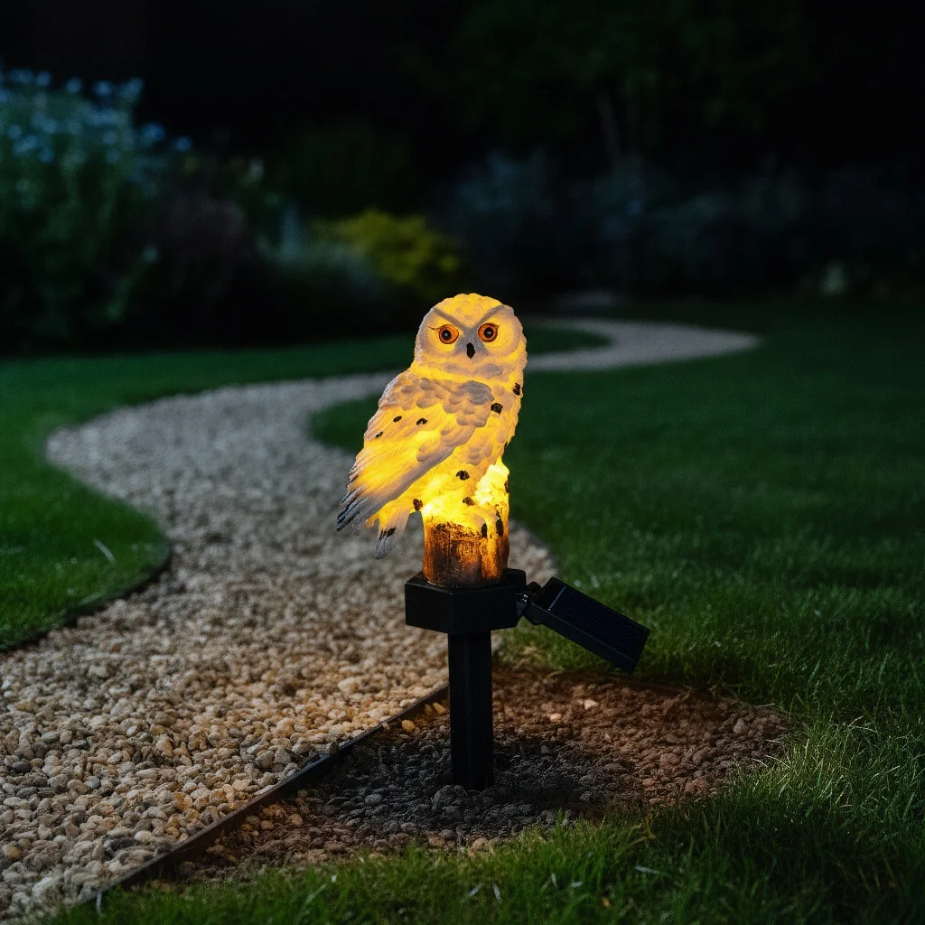 

Солнечные садовые фонари в форме совы: водонепроницаемые светодиодные ночные фонари для украшения газона и дорожки.