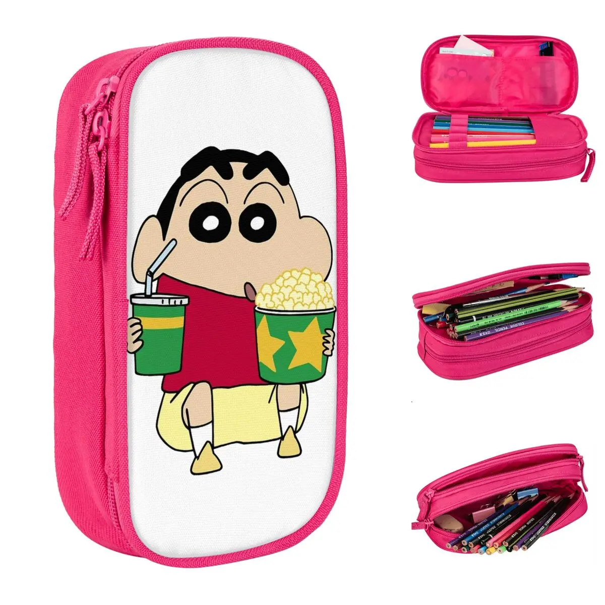 

Crayon Shin-chan Pencil Case New Cute Anime Pen Holder Bags Kids Large Storage School Supplies Cosmetic Pencilcases